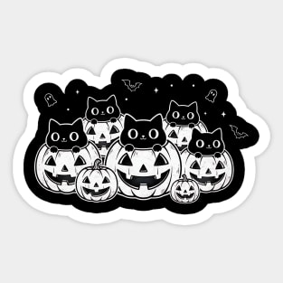 Kittens in Pumpkins Monochrome Sticker